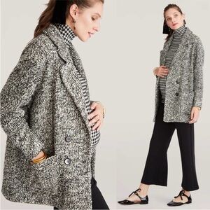 HATCH The Bristol Coat In Black/white Double Breasted Boucle SIZE 3 Size L / XL